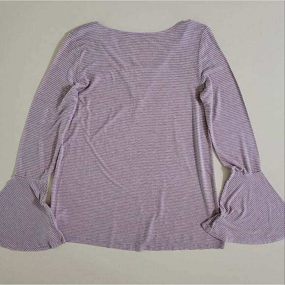 American Eagle Outfitters Soft & Sexy Long Bell Sleeve V-Neck Mini Stripe Top - Picture 11 of 11